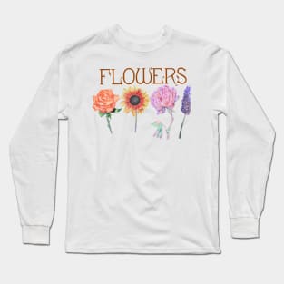 Vintage Flowers - Rose, Sunflower, Peony & Lavender Long Sleeve T-Shirt